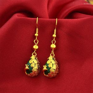 Dangle Earrings Old Gold Tide Vietnam Hard 24k 999 Imitation Jewelry Does Not Fade Retro Temperament