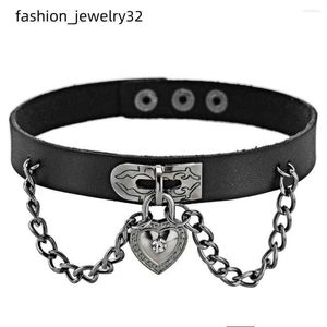 Choker Fashion Heart Chains Ожерелье Женщины ювелирные изделия панк панк свиной подвесной кожаный воротник аниме хип -хоп оптом