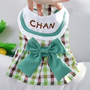 Dog Apparel Spring Summer Pet Clothes Kitten Puppy Plaid Skirt Small And Medium-sized Fashion Dress Bow Thin Vest Chihuahua Yorkshire