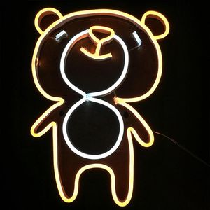 Luce al neon Bear Sign Home Shop Decorazione da parete per cameretta dei bambini fatta a mano sicura 12 V Super Bright3080