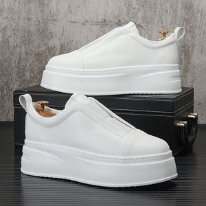 Muffinskor Mens 2023 Fall Ny One Foot Pedal Small White Shoes Men's Trendy Brand Platform Shoes White Casual Shoes