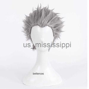 Cosplay Wigs Vergil Cosplay Wig Short Silver Grey Slickedback Hair Heat Resistant Synthetic Hair Wig Cap x0901