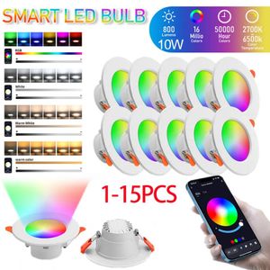1-10 PCS LED Downlight Smart Life Dimning Spot Bluetooth Lamp 710W RGB+CW+WW ÄNDRA VARM COOL LIGHT ARBETE MED ALEXA Google Home
