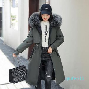 New Long Parkas With Hooded Female Women Winter Coat Thick Down Cotton Pockets Jacket Womens