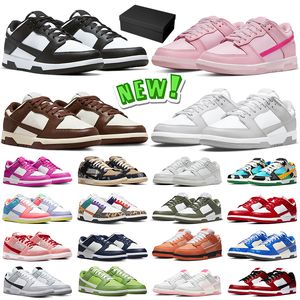 Mit Box Panda Laufschuhe niedrige Männer Frauen Designer-Sneakers GAI Triple Pink Grey Fog Medium Olive UNC Active Fuchsia Herren Outdoor-Sneaker-Trainer