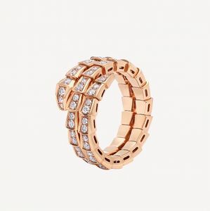 Gold Rings Designer Diamond Snake Rose Gold Silver Ring Classic Bone Temperament Microinlay Jewelry Gift Accessories