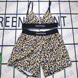 Designer Bikini Leopard Bra Shorts Set Sexy V Neck Underwear Womens Swim Trunk Fashion Crop Tops Four Colors262n