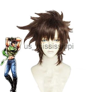 Cosplay شعر مستعار Jojo's Bizarre Adventure Joseph Joestar Wigs Cosplay Costume Short Brown Haintetic Hair Big for Halloween Party Carnival X0901