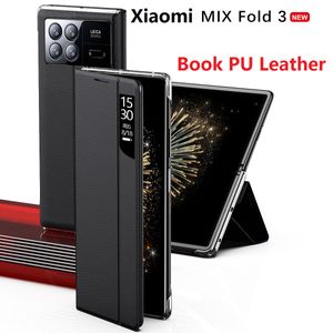 Wake UP Sleep For Xiaomi MIX Fold 3 Case Smart Touch View Window Stand Protection Wallet Leather Flip Cover