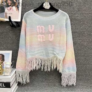 Luxury designer Women's sweater personality autumn tassels Stereogram pure tie dyed hole stripe Warm soft in winter home hollowed out delivery service 40-60KG