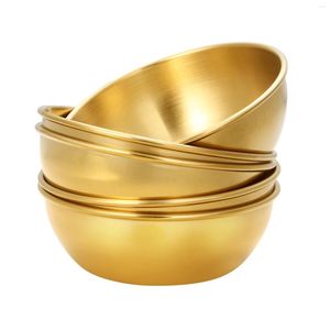 Plates 5 Pcs Round Gold Tray Soy Dipping Dishes Sauce Appetizer Flavoring Bowls Stainless Steel Sushi