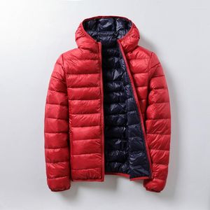 여자 재킷 가을과 겨울의 양면 다운 재킷 라이트 짧은 단색 화이트 오리 한국 버전