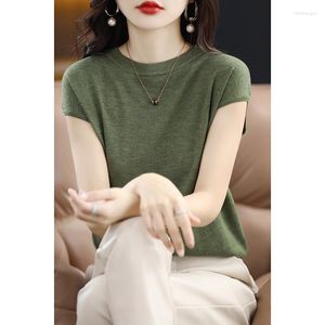 Women's Sweaters Autumn/Winter Fashion Wool Knitted Round Neck Solid Sleeveless Pullover Soft And Versatile Blouse