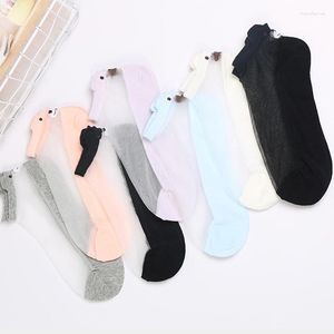 Women Socks Novelty Woman 3D Ankle Female Cute Bear Cartoon Cool Meias Girls Youth Hosiery Low Cut Kawaii Calcetines 5 Pairs/Lot