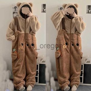 Hemkläder Cartoon Fleece Pyjamas flanell anime onesie vuxna djur pyjamas set kvinnor män varm vinter björn sömnkläder cosplay halloween x0902