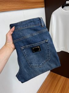 Jeans de marca de alta qualidade outono e inverno novo estilo simples cor pura luxo masculino azul lápis jeans