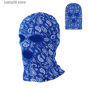 Fashion Face Masks Neck Gaiter Autumn/Winter Warm Knit Balaclava Cashew Flower Three-hole Ear Protection Cycling Mask Cover Hat T230727