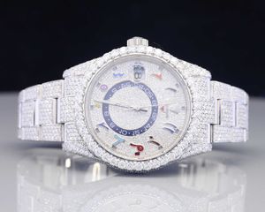 KB74 VVS Moissanite Diamond Iced Out Orologio Round Arabic Dialtura di lusso Bust Down Hip Hop Watch Stainls acciaio Moissanite watchuige3r7lan0z