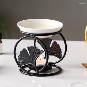 Portacandele Caldo Foglia di Gingko Bruciatore di oli essenziali Diffusore Tea Light Riscaldatore Yoga Spa Decorazione camera da letto