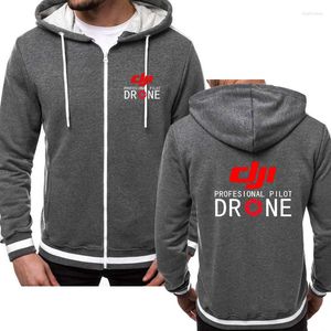 Erkek Ceket Bahar Sonbahar Fermuarı Hoodie Ceket Çarşamba Erkek Sokak Giyim DJI Drone Pilot Baskı Yüksek Kaliteli Adam Ceket