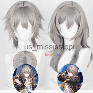 Cosplay Wigs Game Honkai Star Rail Trailblazer Cosplay Wig Wig Grey Teat Устойчивый к синтетическим парикам для костюмированных костюмов на Хэллоуин