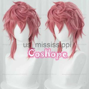 코스프레 가발 Trish una 가발 Jojo Bizarre Adventure Cosplay 여성 40cm 핑크 가발 코스프레 애니메이션 코스프레 가발 난열 합성 가발 x0901