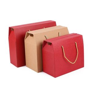 3 Size Red Brown Dried Food Red Dates Nut Fruit Packing Boxes Kraft Paper Gift Handle Boxes wholesale