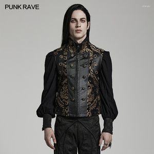 Men's Vests PUNK RAVE Gothic Gorgeous Ornate Jacquard Small Stand-up Collar Waistcoat Party Club Two Colors For Choice Vest Men