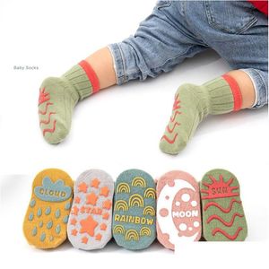 Party Favor Spring And Summer Cotton Cartoon Kids Socks Non-Slip Baby Walking Floor-Socks Infant Medium Cotton-Socks T9I003 Drop Del Dhsaj