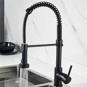 Kökskranar Spring Faucet Cold Sink of Solid mässing Mixer Tap Black Bronze Pull Down