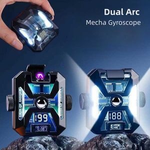 Novo metal transparente mecha giroscópio à prova de vento duplo carregamento de arco mais leve LED Power Power Power Ignição Contagem USB Lighters Gadgets 1pk2