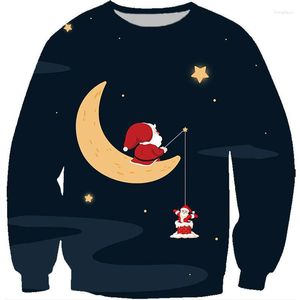 Men's Hoodies 3D Santa Claus Graphic Print Long Sleeve Daily For Men Boys Hip Hop Oversized Sweatshirts Christmas Tops Clothing