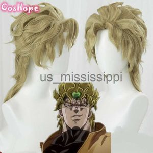 Cosplay perukları dio brando cosplay jojo tuhaf macera cosplay erkekler kısa altın peruk cosplay anime cosplay peruk ısıya dayanıklı sentetik peruklar x0901