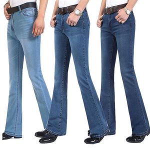 Primavera nova chegada dos homens queimado perna calças de brim cintura alta longo alargamento jeans para homens bootcut hommes bell bottom men240h