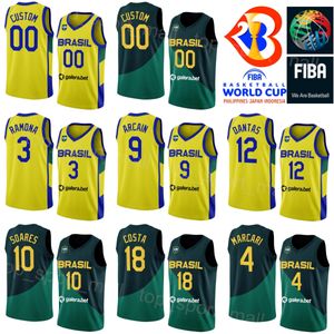 Printed Brazils Basketball Jersey 2023 World Cup 2 Yago SANTOS 14 Leonardo MEINDL 32 Georginho DE PAULA 50 BRUNO CABOCLO 10 TIM SOARES 99 Lucas DIAS National Team