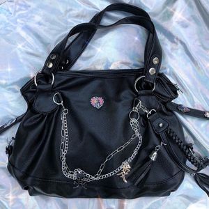 Abendtaschen Xiuya Harajuku Y2K-Stil Umhängetaschen für Frauen Japanische Gothic-Einkaufstasche Punk-Handtaschen Leder Shopper mit Reißverschluss 230831