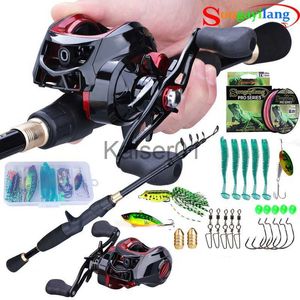 Rod Reel Combo Sougayilang Casting Fishing Rod Combo Telescopic Carbon Rod and Baitcasting Reel Fishing Line Lure Accessories Fishing Full Kits x0901