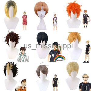 Cosplay peruker haikyuu !! Cosplay Tsukishima Kei Hinata Shoyo Nishinoya Yuu Oikawa Tooru Kozume Kenma Kageyama Tobio Miya Atsumu Miya Osamu Wig X0901