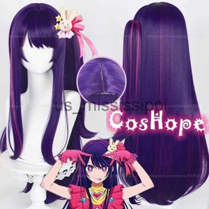 Perucas Cosplay Oshi No Ko Hoshino Ai Peruca Cosplay 80cm Longo Escuro Roxo Rosa Rosa Peruca Cosplay Anime Cosplay Perucas Resistentes ao Calor Perucas Sintéticas X0901