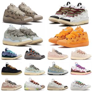 Designer Mesh Shoes Men Women Sneaker Leather Curb Sneakers Calfskin Rubber Nappa Lace-up platformsole Shoe Size 35-46