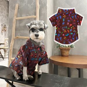 Pet Dog Printed Shirt Spring Summer Schnauzer Teddy Falcon Vintage oddychający koszula Pet Cat Dog Ubrania