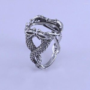 Pierścienie klastra 925 Sterling Silver Men Pierścień Wedding zaręczynowy 13x18 mm owalny kabochon półtapie