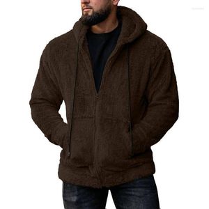 Men's Hoodies Fashion Hooded Wool Cardigan Jackets Men Fall Winter Casual Solid Loose Long Sleeve Zipper Fleece Coats Vintage Streetwear