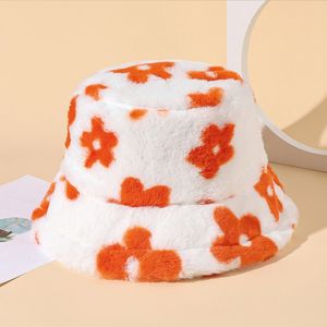 Breda randen hattar hink hattar blomma plysch fluffig faux päls hink hattsolid kvinnor fiske fiskare hatt höst vinter polyester utomhus varm panama cap 230831