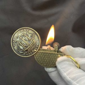 ZORRO Retro Coin Keychain Kerosene Lighter Collection Funny Exquisite Portable Cute Lighters Smoking Accessories Gadgets For Men HY6Z