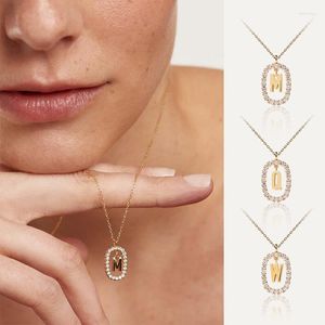Colares de pingente S925 prata cor de ouro letras de cristal A - Z inicial alfabeto charme colar para mulheres jóias presente dz333