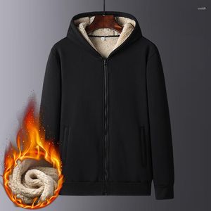 Herrtröjor Autumn Hooded Casual tillägg Fleece Men Coat Thick Warm Jacket Sweatshirts Menskläder Big Size 5xl