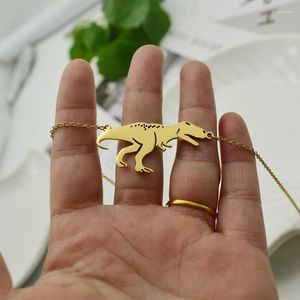 Hänghalsband europeiska och amerikanska kreativa krokodilhalsband personlighet dinosauri rostfritt stål benkedja gåva till vänner