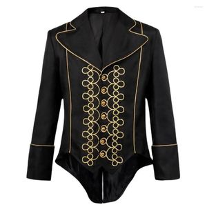 Casacos de Trench Masculinos Homens Jaqueta Casaco Medieval Retro Lace Victorian Gótico Manga Longa Botão Tailcoat Steampunk Halloween Party Costume