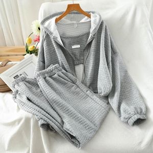 Calças femininas de duas peças com zíper casaco esporte conjunto mulheres colete elegante outono inverno roupa sling com capuz